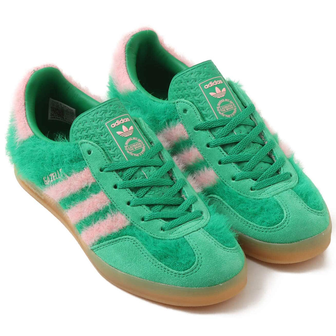 [アディダス] ガゼル インドア [GAZELLE INDOOR] グリーン/グローピンク/ガム JP8342