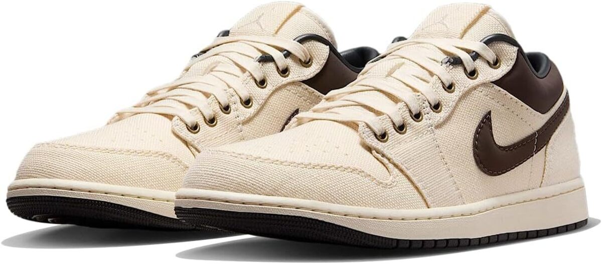[ナイキ] エア ジョーダン 1 ロー プレミアム [AIR JORDAN 1 LOW PRM] ペールアイボリー/オフノワール